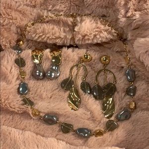 Gray Necklace & Earrings Set